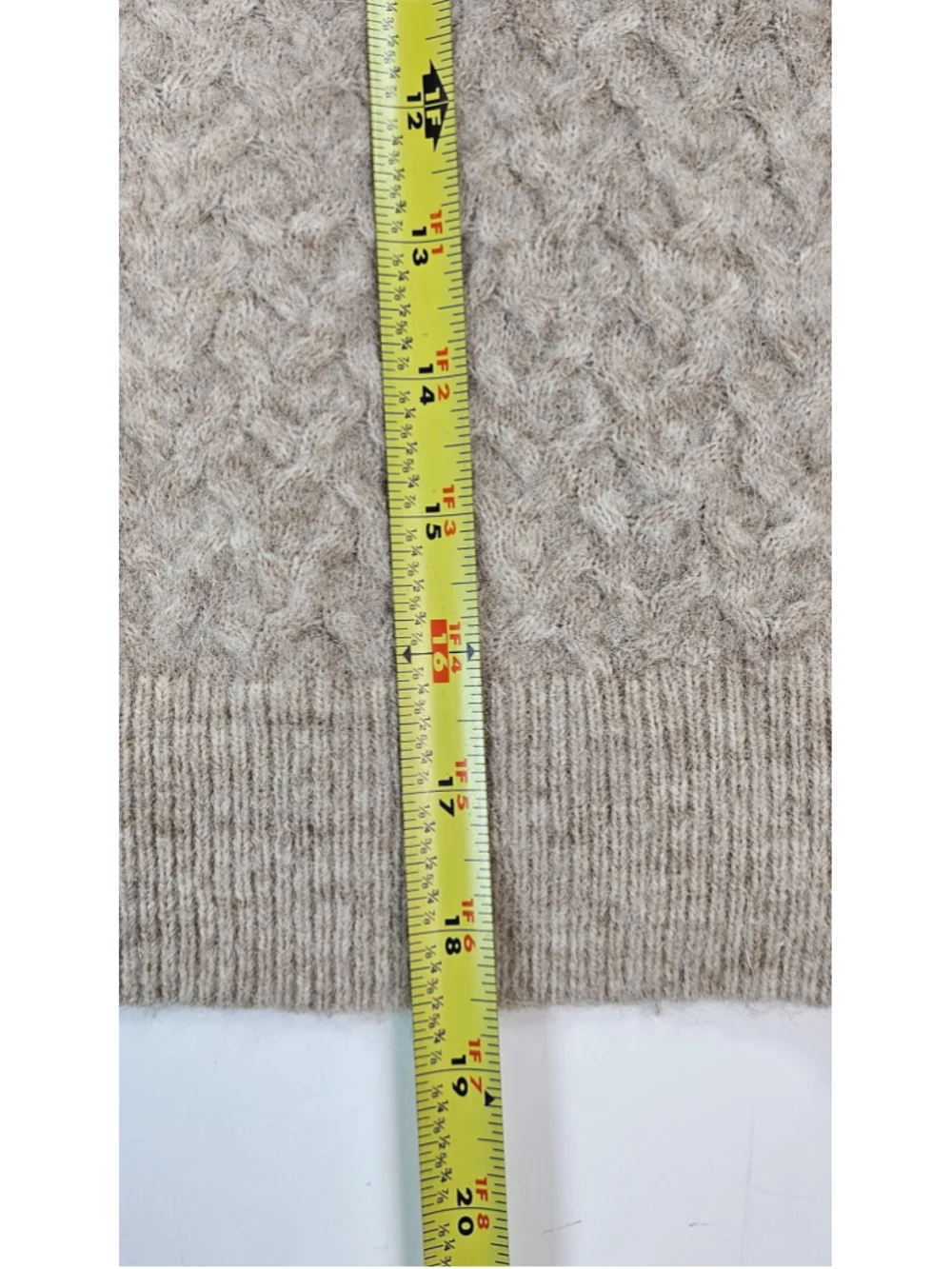 Lululemon Alpaca Wool Blend Crosshatch Sweater Women L Beige Cropped Cable Knit